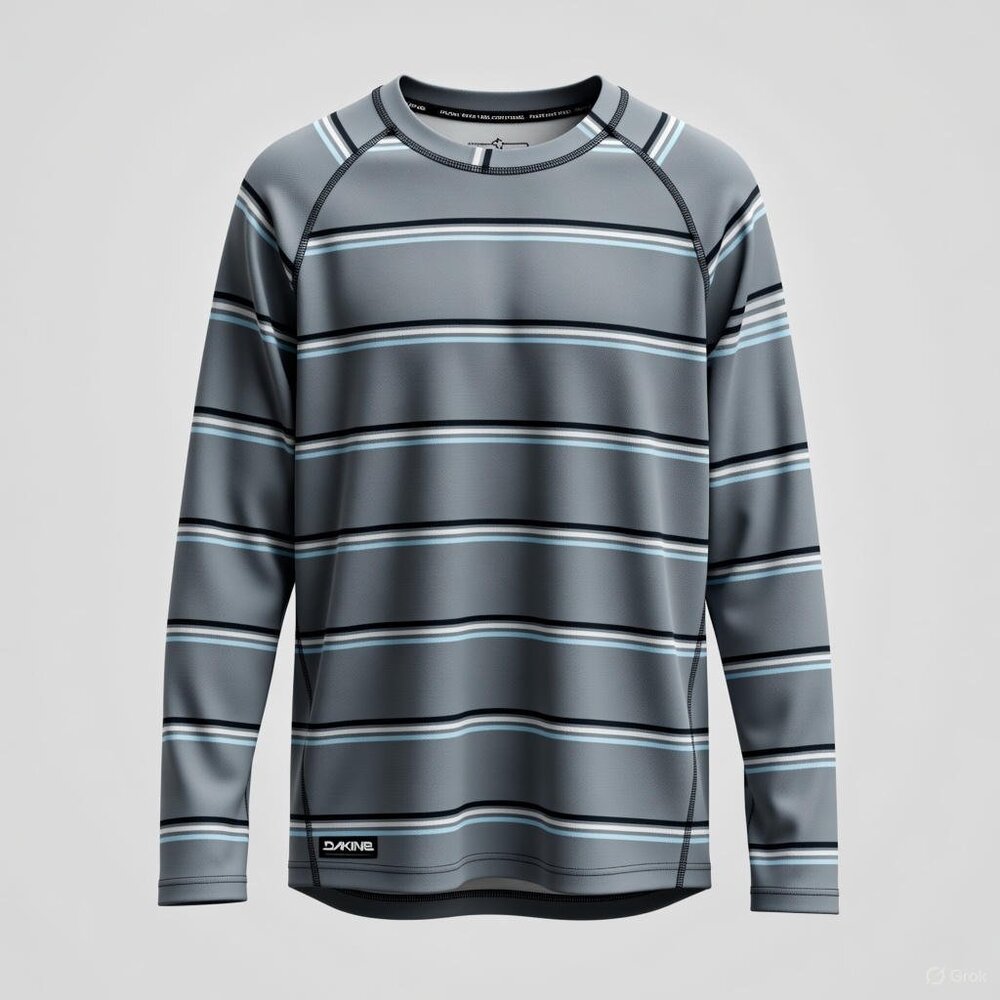 Dakine Underlayer Crewneck Long Sleeve Grey Stripe Large Men Ski Snow Snowboard